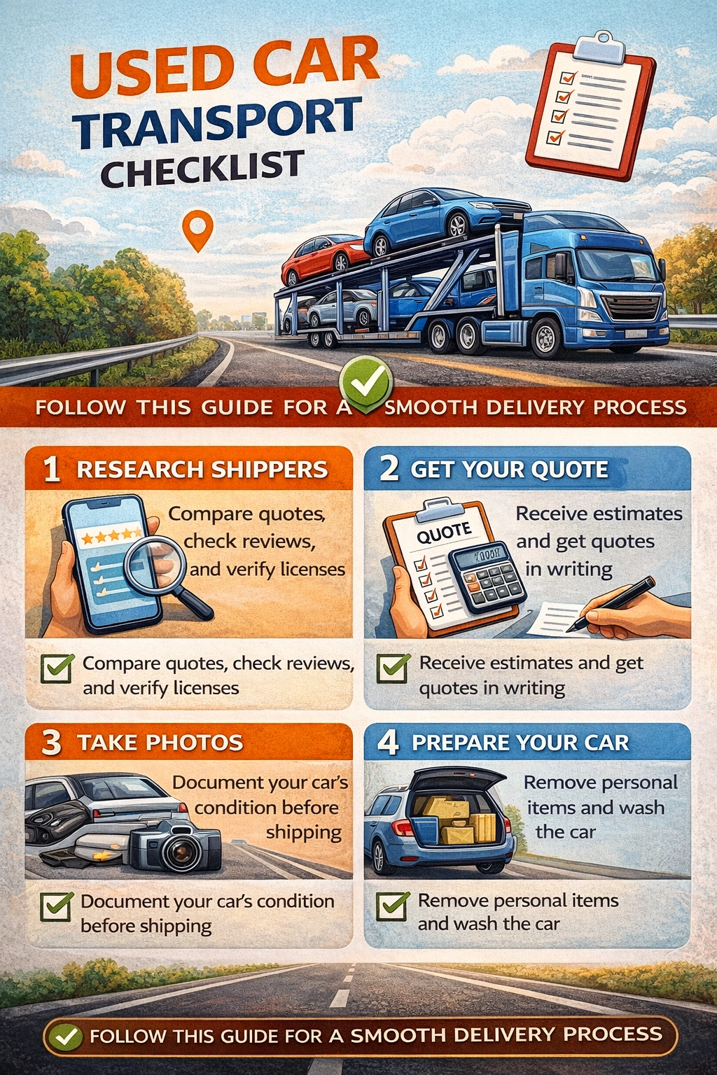 Used Car Transport Checklist Before You Book a Carrier